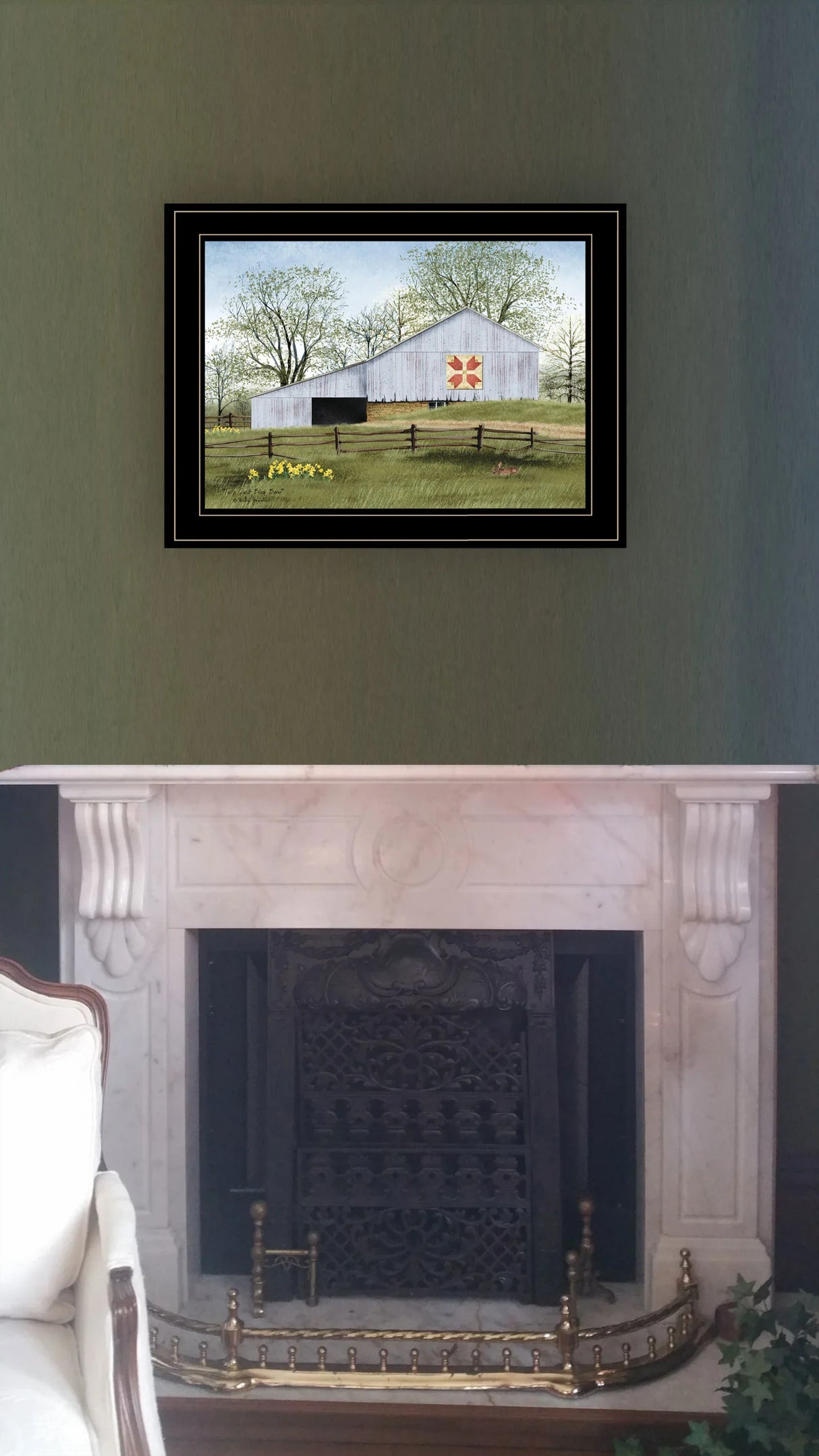 Framed Tulip Quilt Block Barn Wall Art Print - Omega Lifestyles