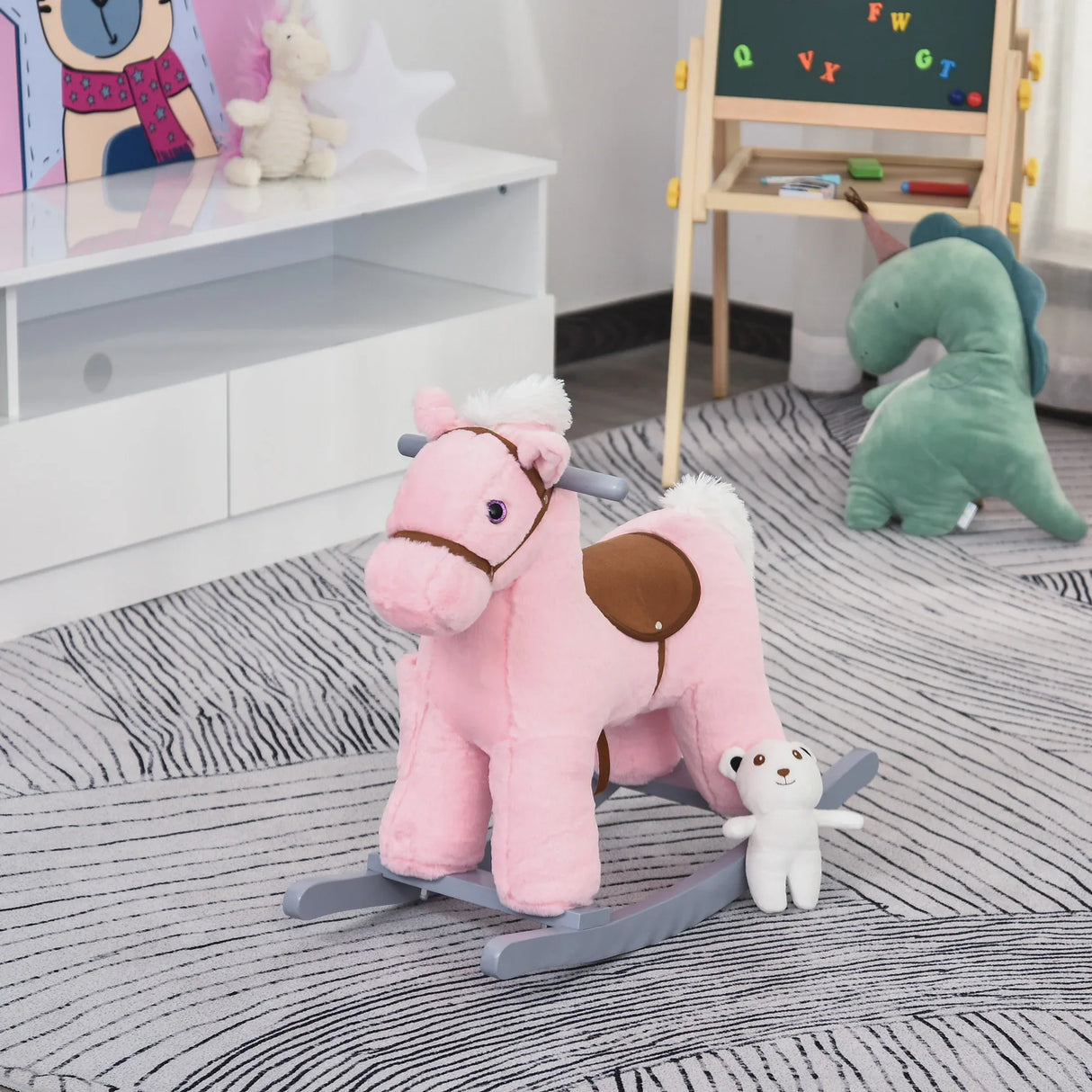 Kids Plush Ride-On Rocking Horse With Realistic Sounds - Omega Lifestyles