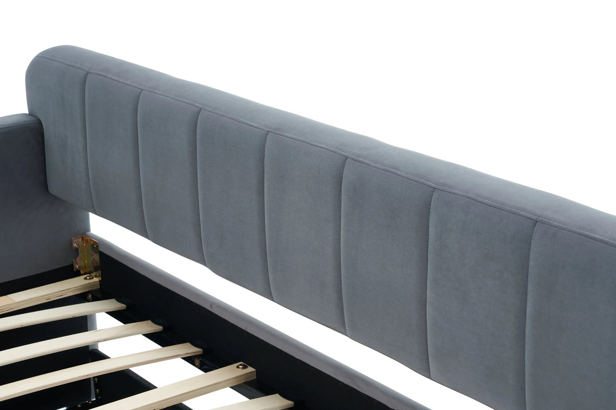 Twin Velvet Upholstered Daybed Frame With Trundle - Omega Lifestyles