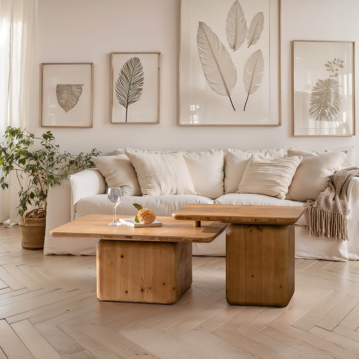 Vintage Style Natural Wood Grain Coffee Table Set Of 2 - Sleep Galleria