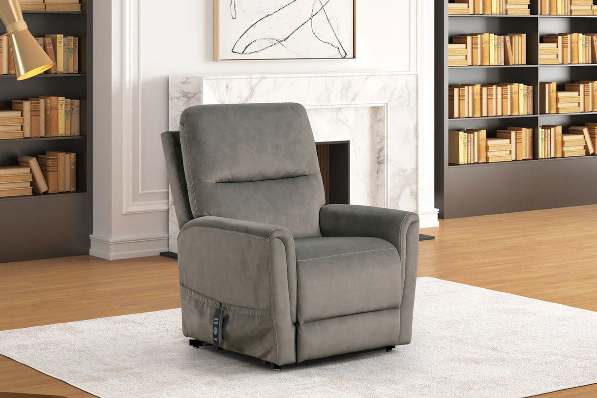 Contemporary Gray Fabric Lift Chair With Heating Massage - Omega Lifestyles
