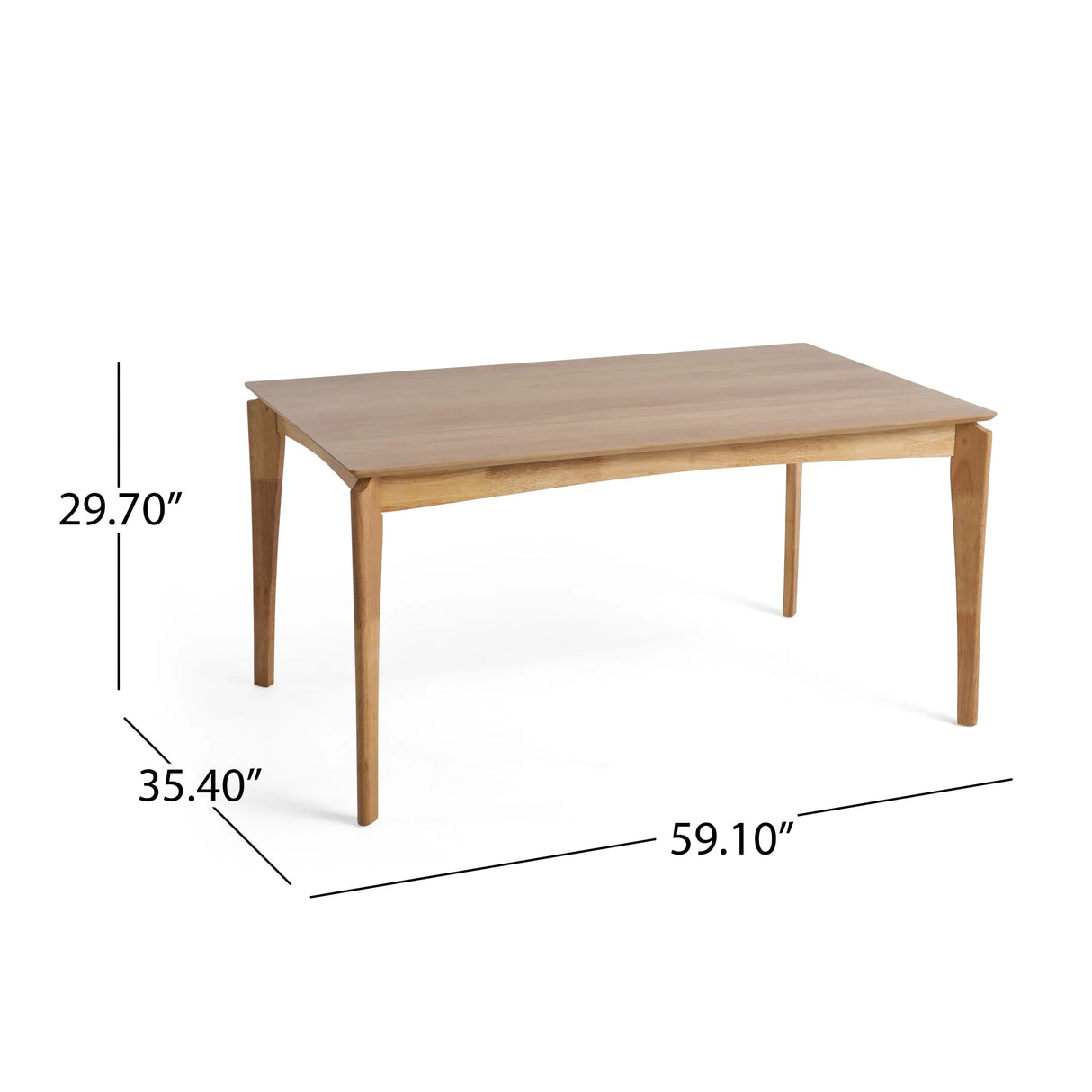 Mid-Century Modern Rubberwood Dining Table Natural Finish - Omega Lifestyles