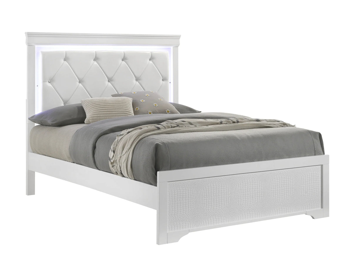 Modern Full Wood Upholstered Bed Frame With LED Headboard - Omega Lifestyles