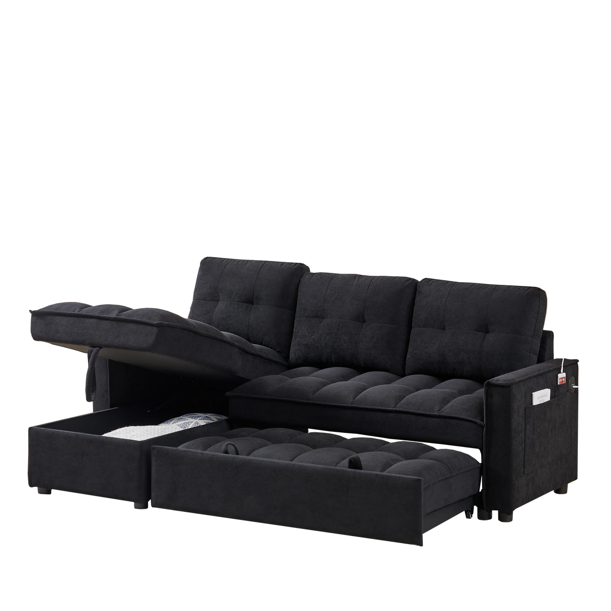 Chenille Reclining Sleeper Sofa Bed With Storage - Omega Lifestyles