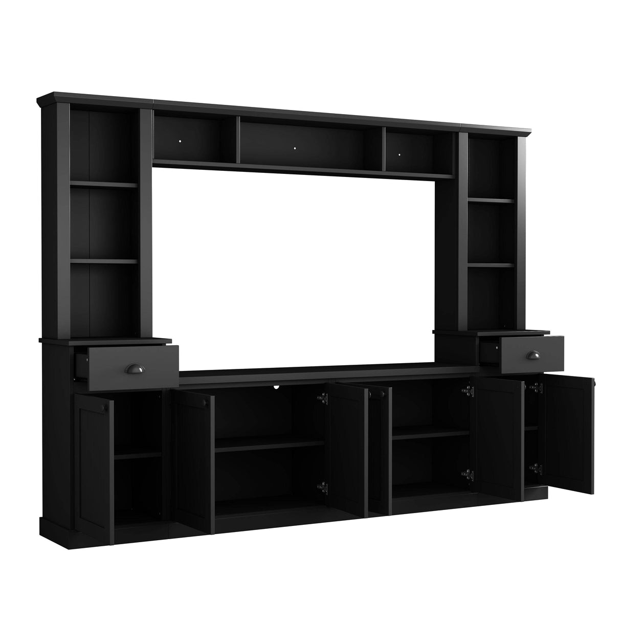 Adjustable Height Black Particle Board TV Stand Console - Sleep Galleria