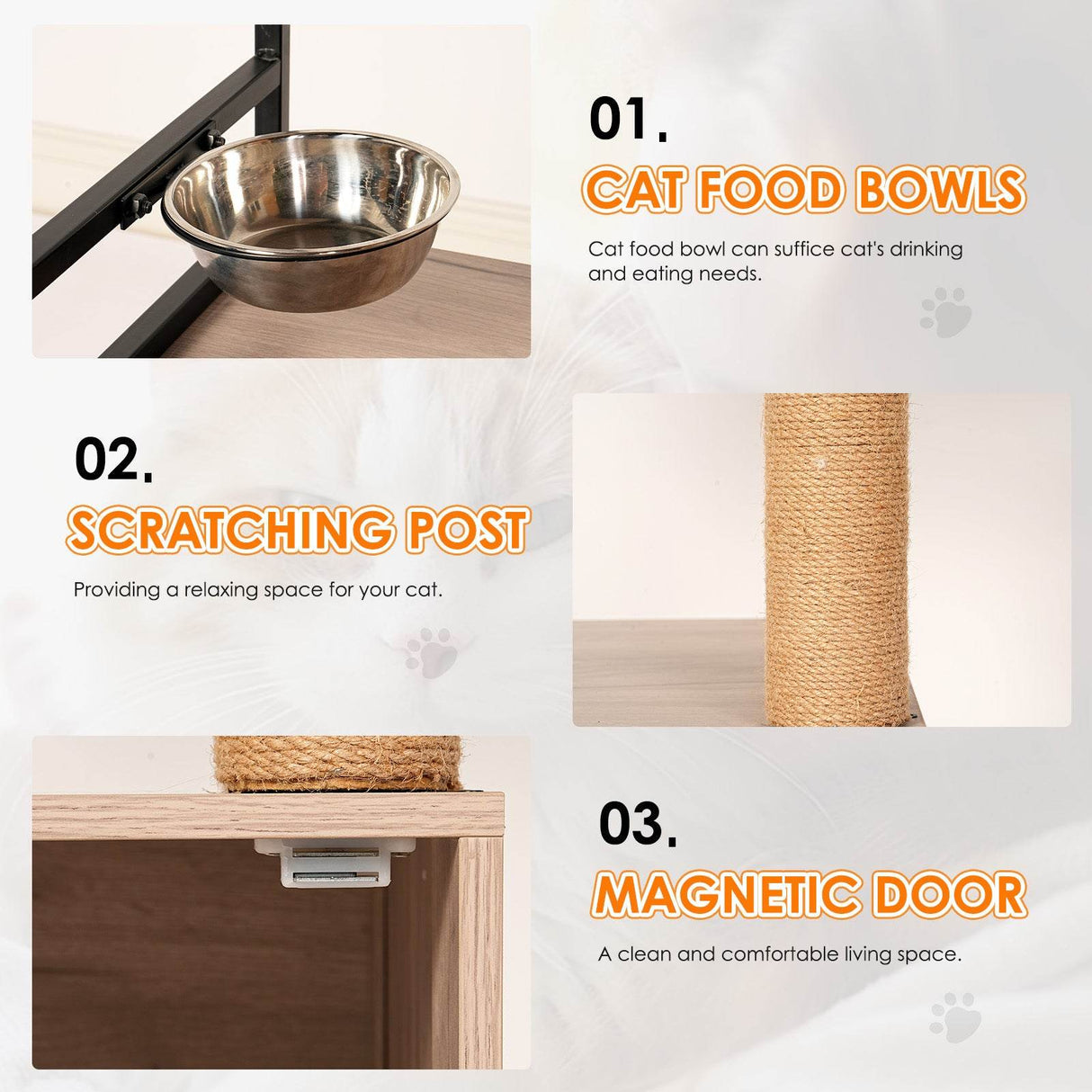 Modern Gray White Integrated Cat Tree Furniture - Sleep Galleria