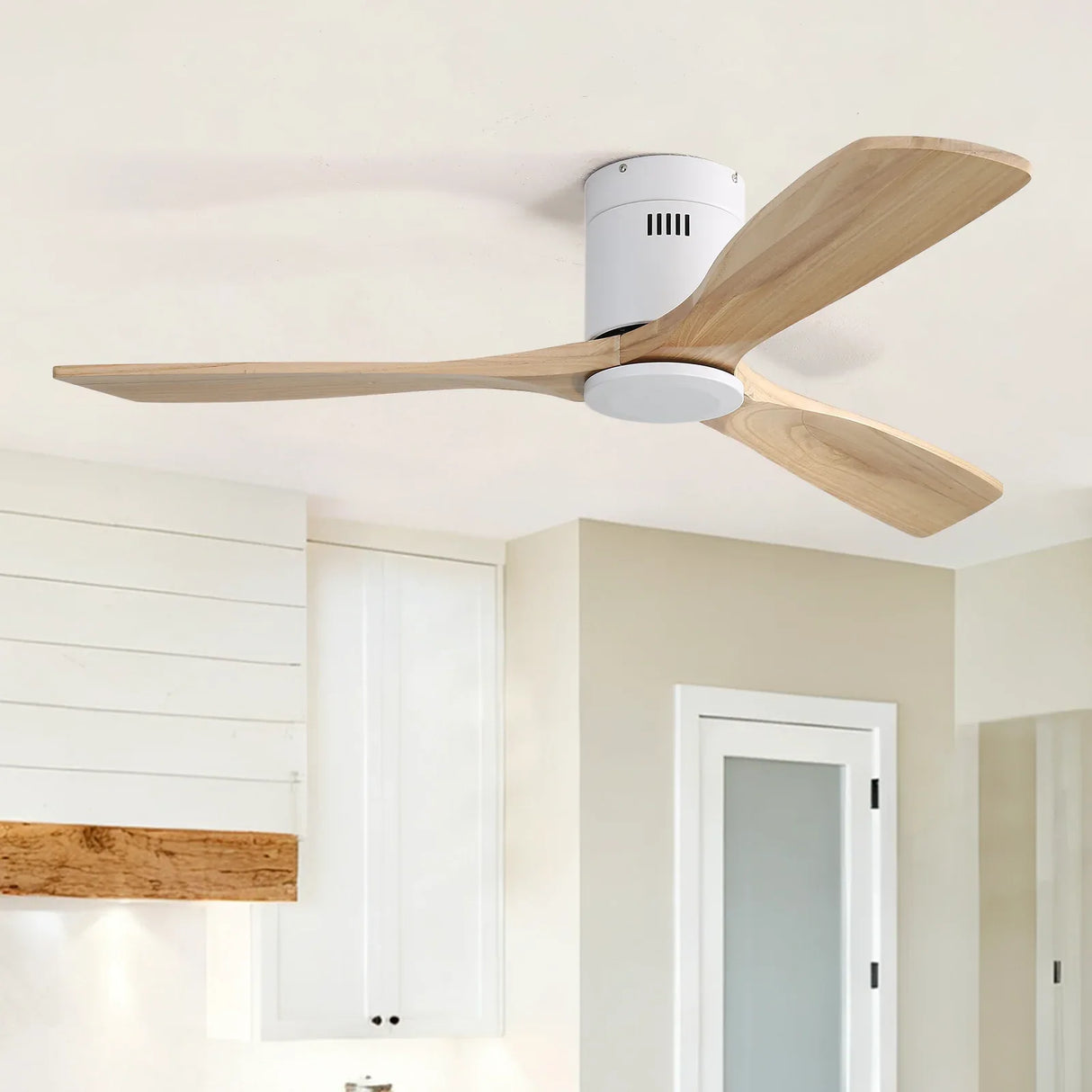 52-Inch Remote-Controlled Reversible DC Motor Wooden Ceiling Fan - Omega Lifestyles