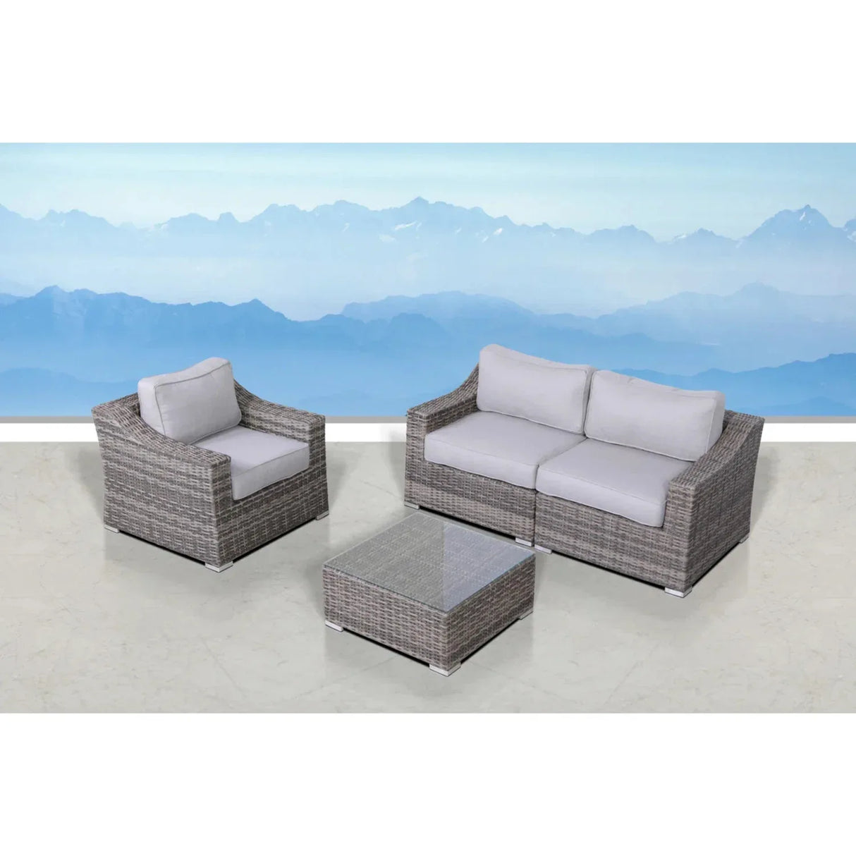 Outdoor Wicker 3-Person Seating Set With Cushions - Omega Lifestyles