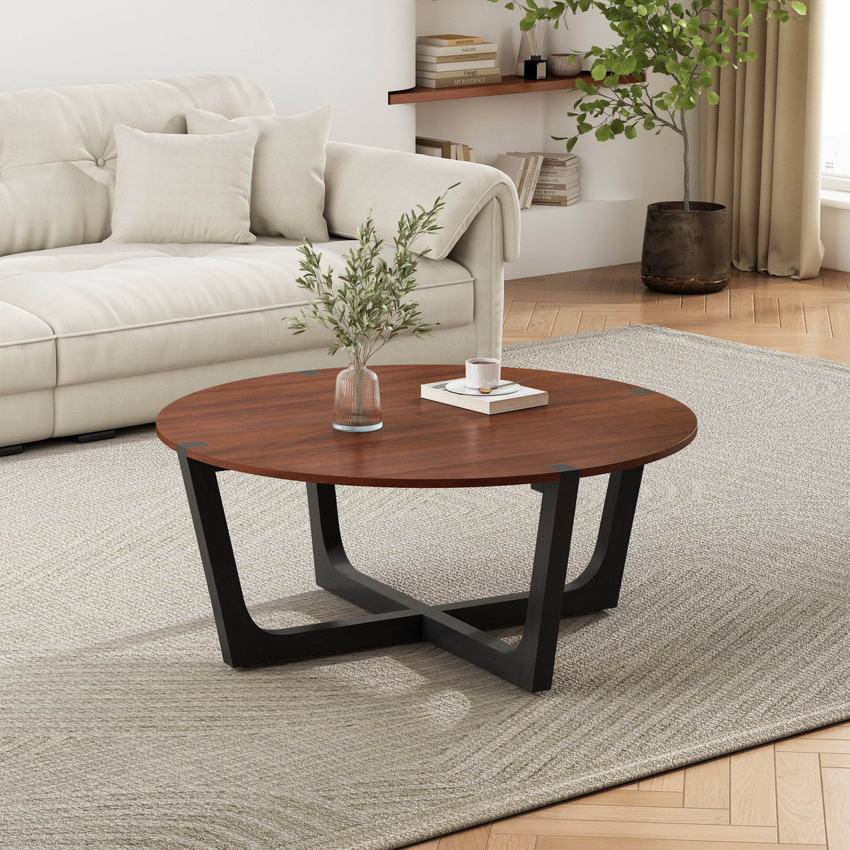 Acacia Solid Wood Round Coffee Table 44-Inch - Sleep Galleria