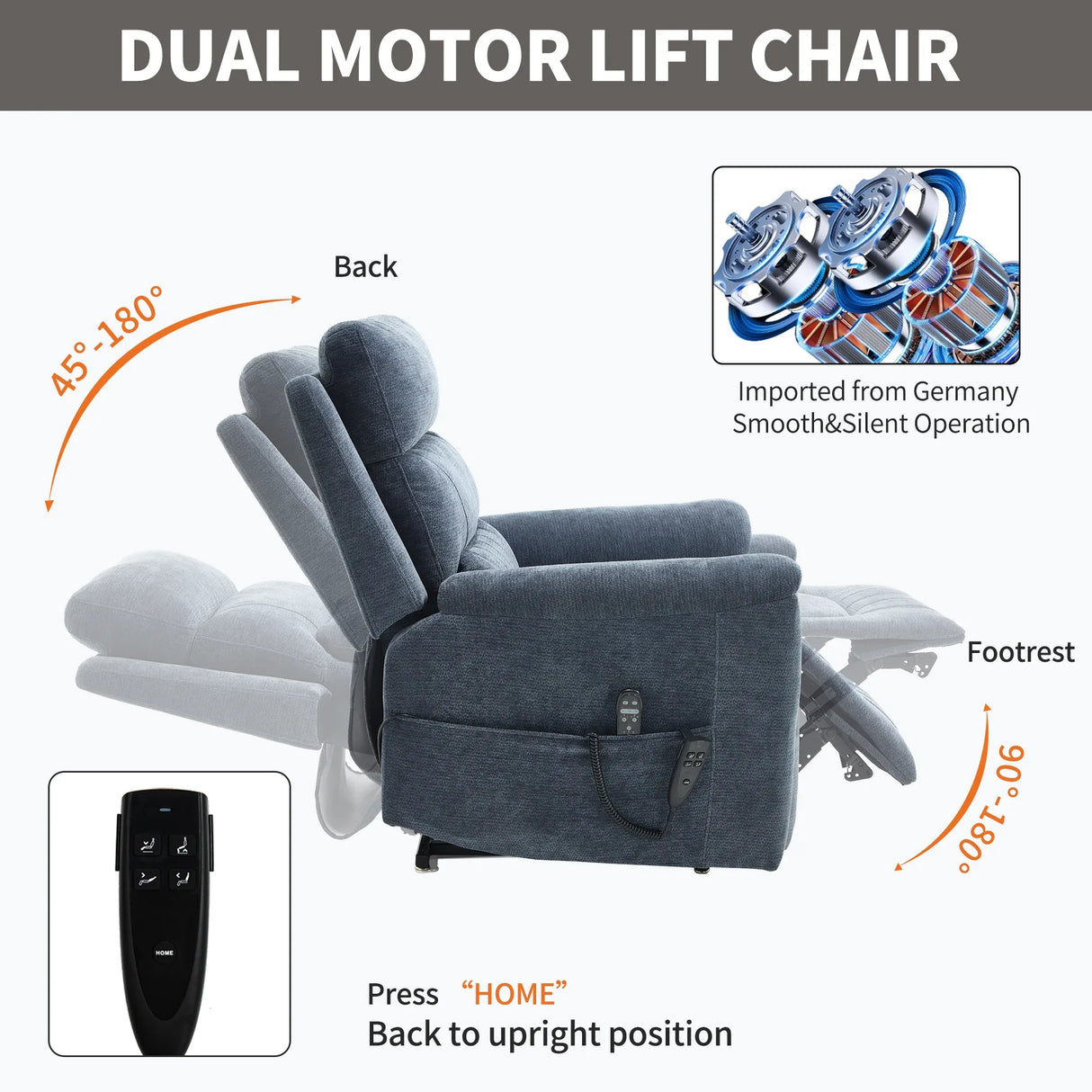 Dual Motor Power Lift Recliner Chair With Massage Heat - Omega Lifestyles