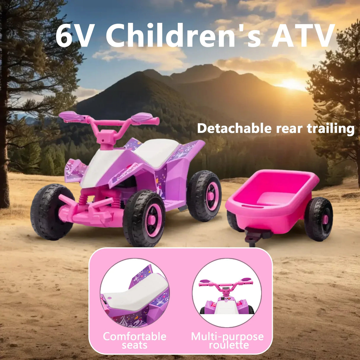 6V Battery Powered Kids Ride On ATV With Headlights - Omega Lifestyles