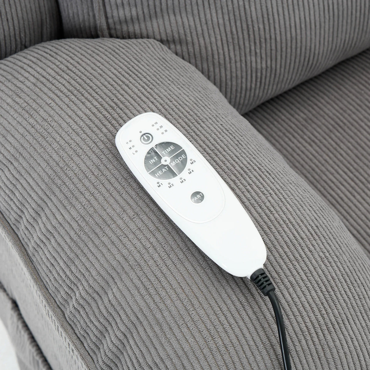Medium-Firm Corduroy Remote-Controlled Heating Massage Recliner - Omega Lifestyles