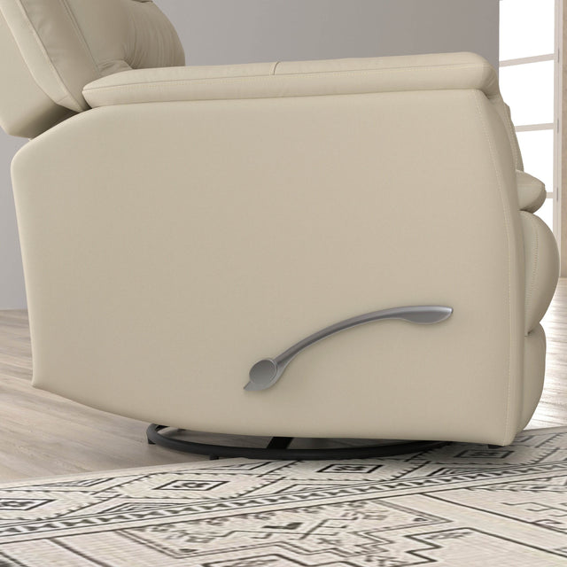 Swivel Glider Recliner With Manual Footrest And Leather Upholstery - Omega Lifestyles