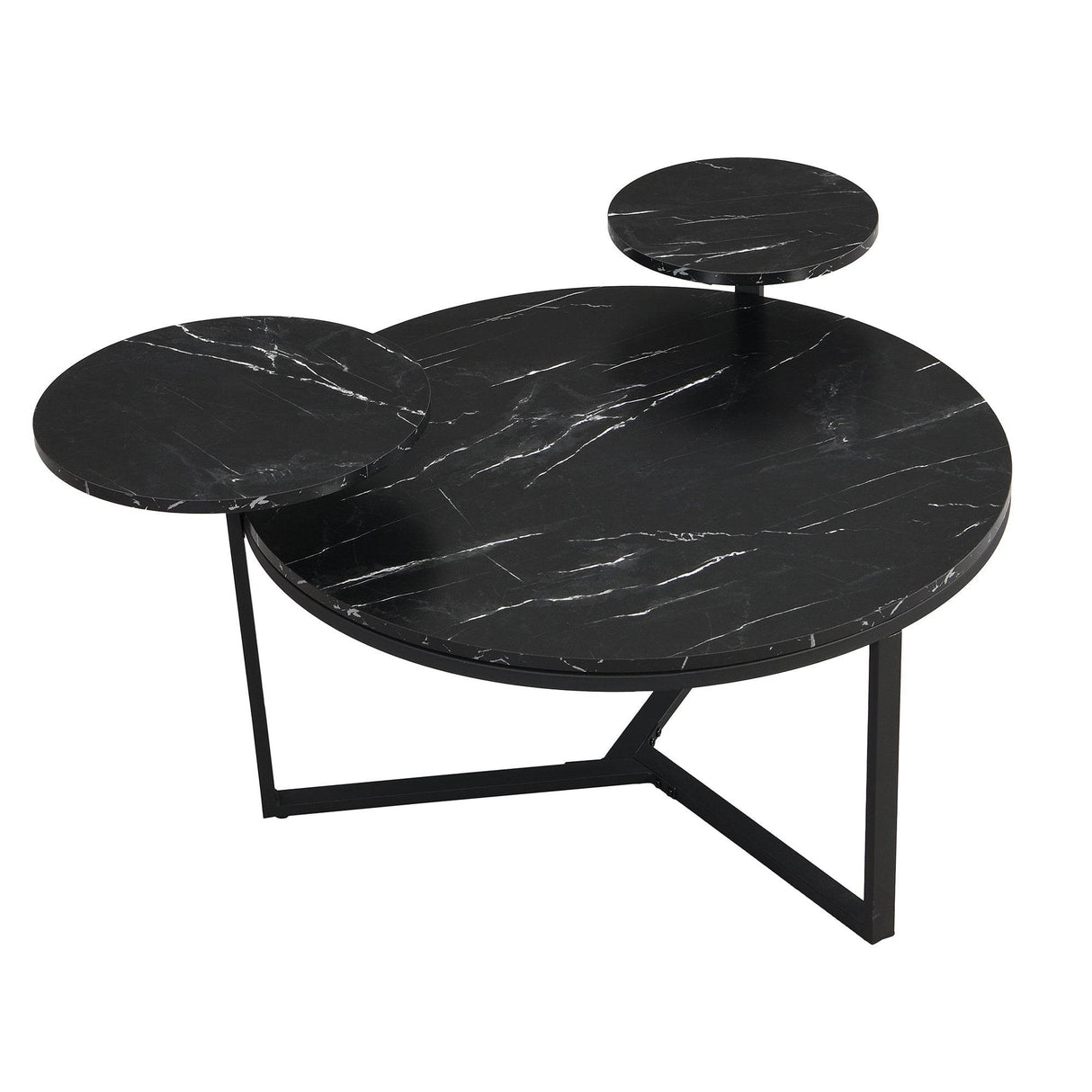 Modern Round Coffee Table With Faux Marble Shelves - Sleep Galleria