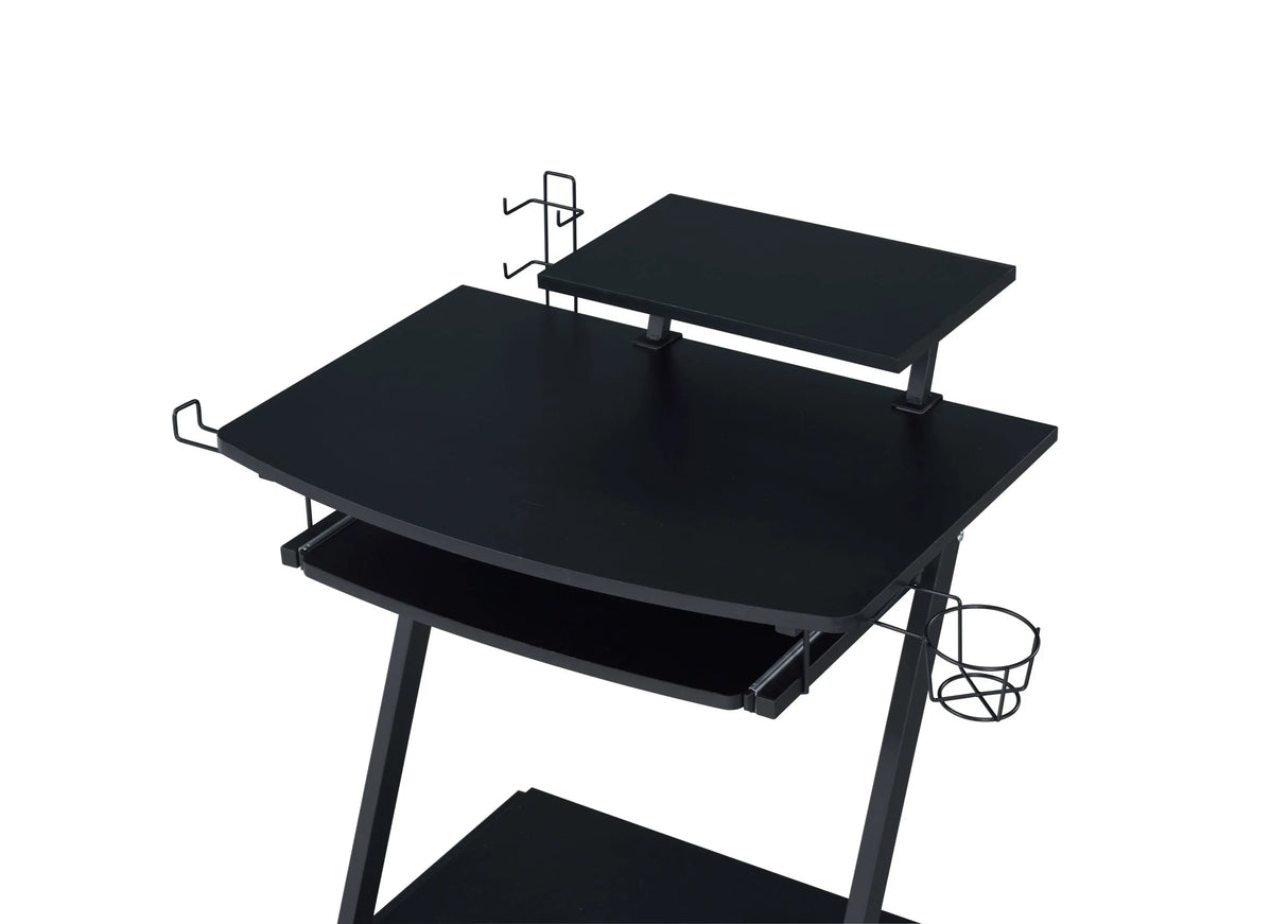 Black Metal Synthetic Wood Rectangular Gaming Desk - Omega Lifestyles