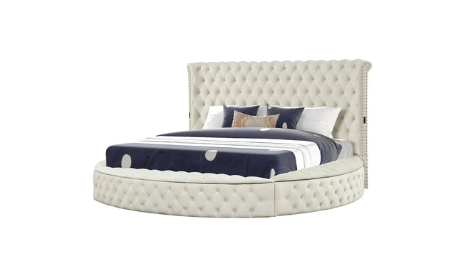 Modern Velvet Upholstered Queen Bed Frame With USB Charger - Omega Lifestyles