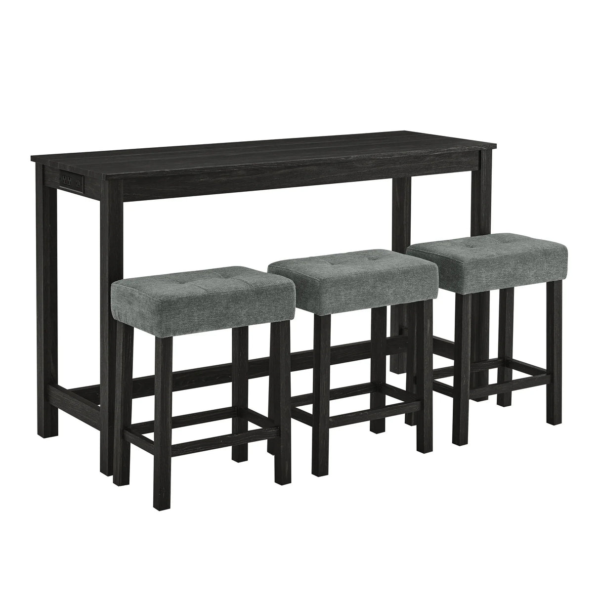 59-Inch Industrial Solid Wood Bar Table And Stools Set - Omega Lifestyles