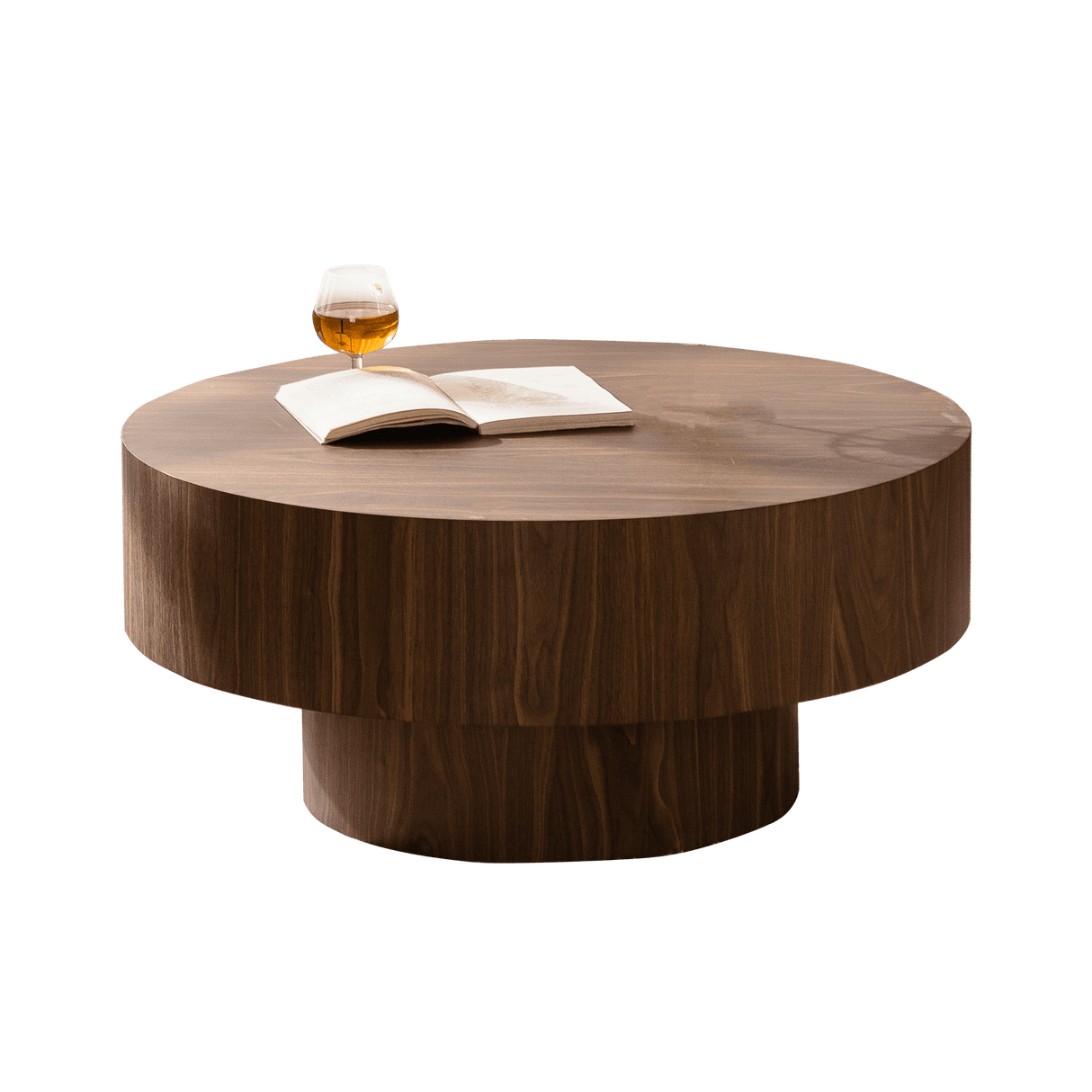 Modern Round Walnut MDF Coffee Table 30-Inch - Sleep Galleria