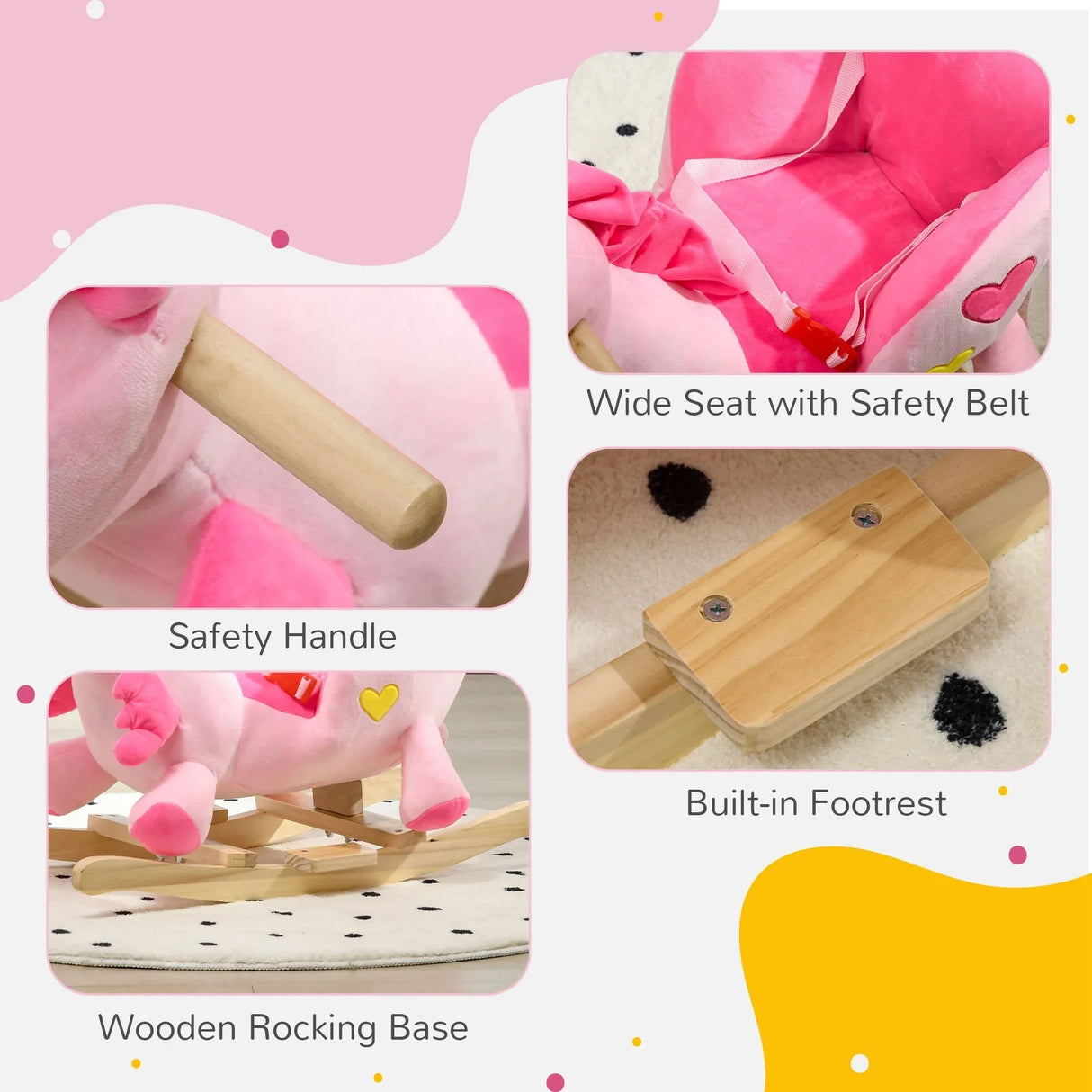 Plush Pink Toddler Rocking Unicorn With 32 Songs - Omega Lifestyles