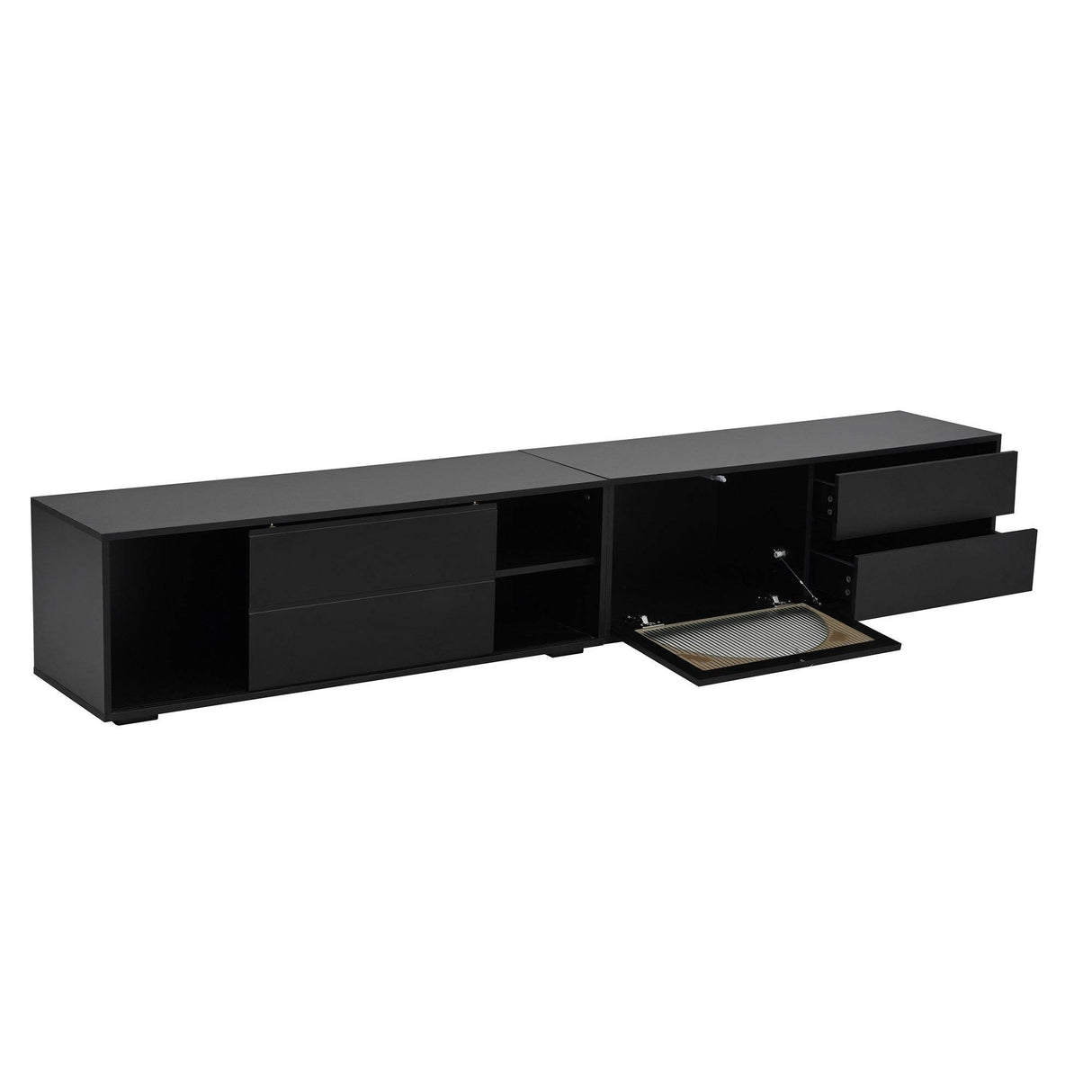 Modern Black TV Stand With LED Light And Storage - Sleep Galleria