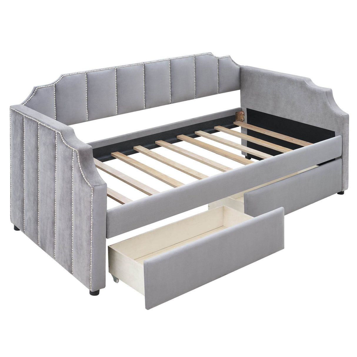 Twin Velvet Upholstered Daybed With Drawers - Omega Lifestyles