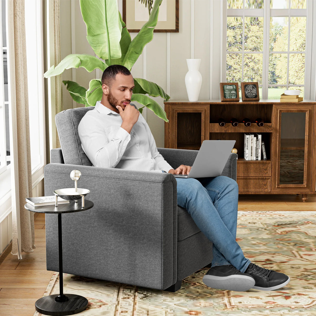 Modern Curved Arm Memory Foam Single Sofa Chair - Omega Lifestyles