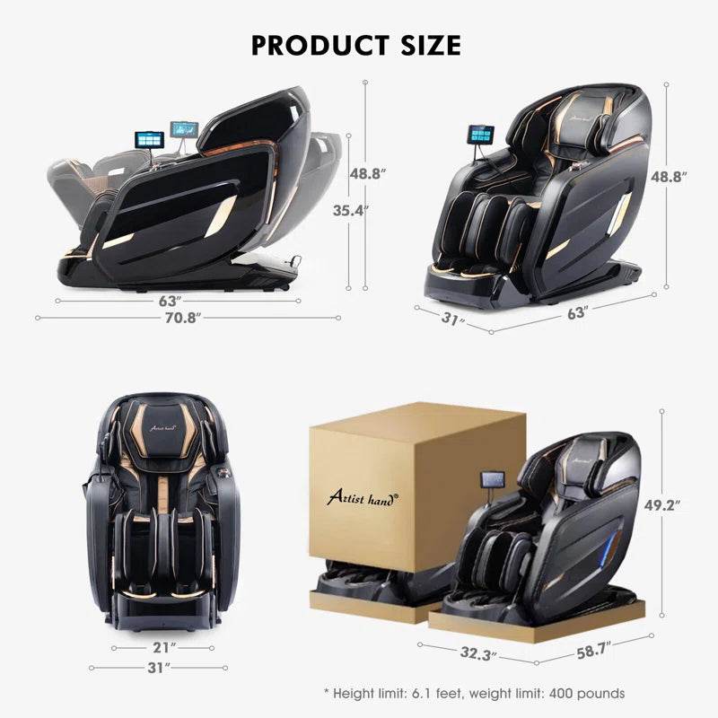 4D SL Track Zero Gravity Full Body Heated Massage Chair with AI Voice Control,Memory Function