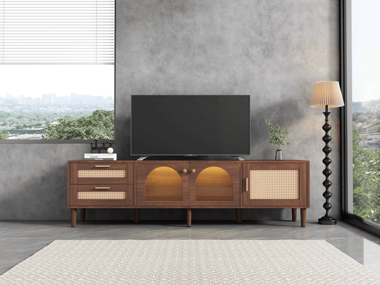 Rattan-Inspired Media Console TV Stand With Storage - Sleep Galleria