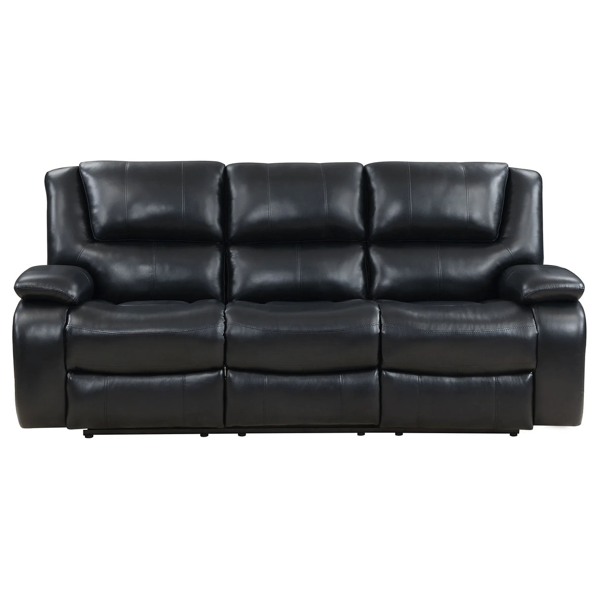 Black Upholstered Motion Reclining Sofa With Pillow Arms - Omega Lifestyles