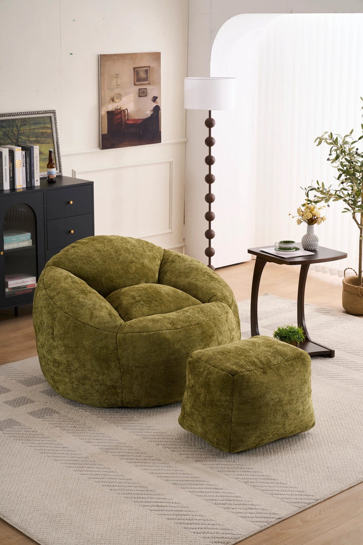 Extra Soft Memory Foam Bean Bag Chair With Chenille Cover - Omega Lifestyles