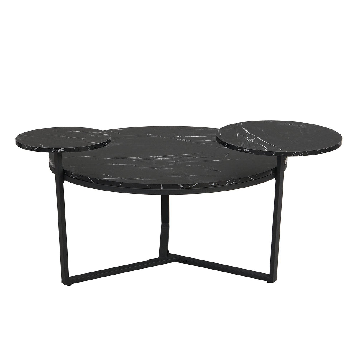 Modern Round Coffee Table With Faux Marble Shelves - Sleep Galleria
