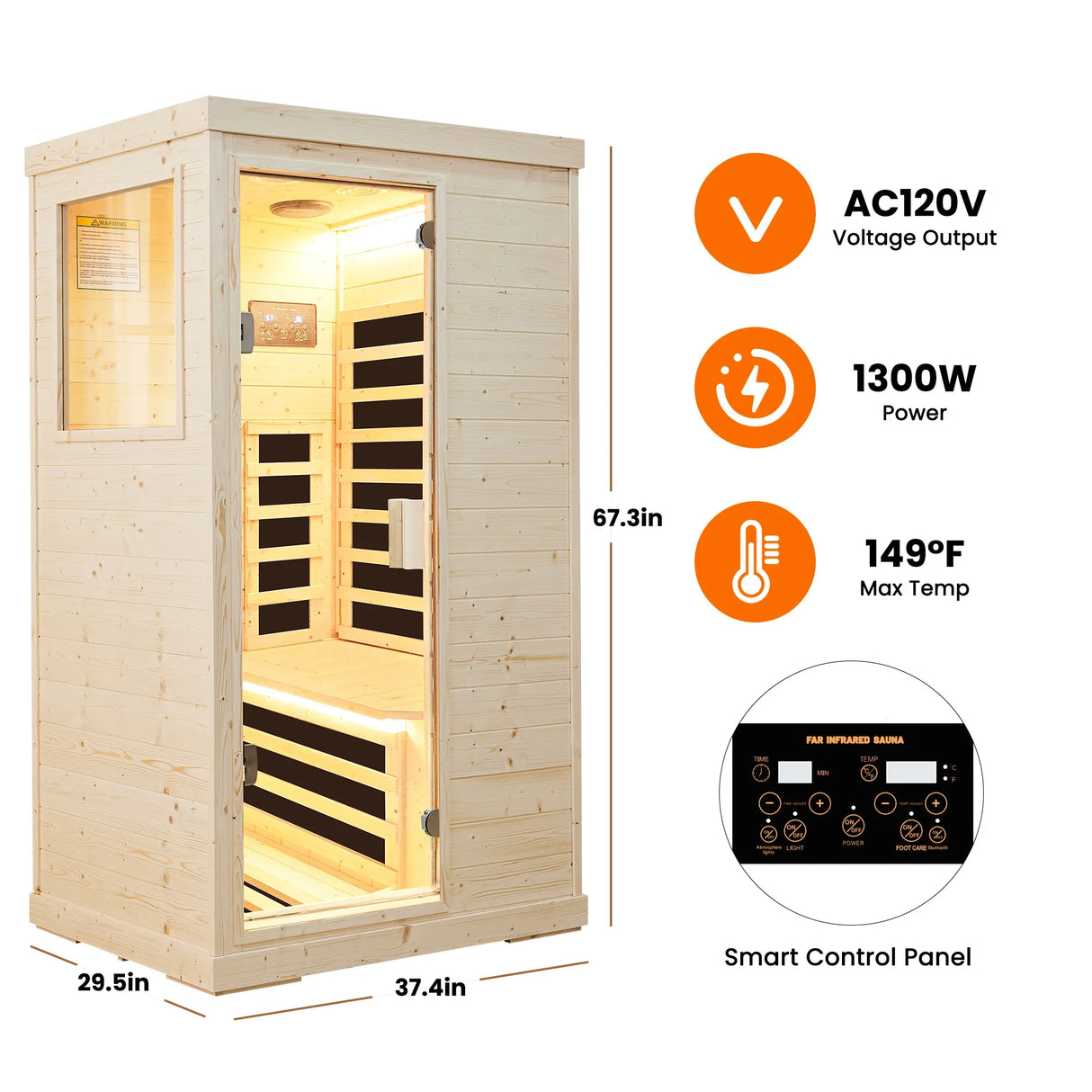 Single Person Spruce Wood Far Infrared Sauna - Omega Lifestyles