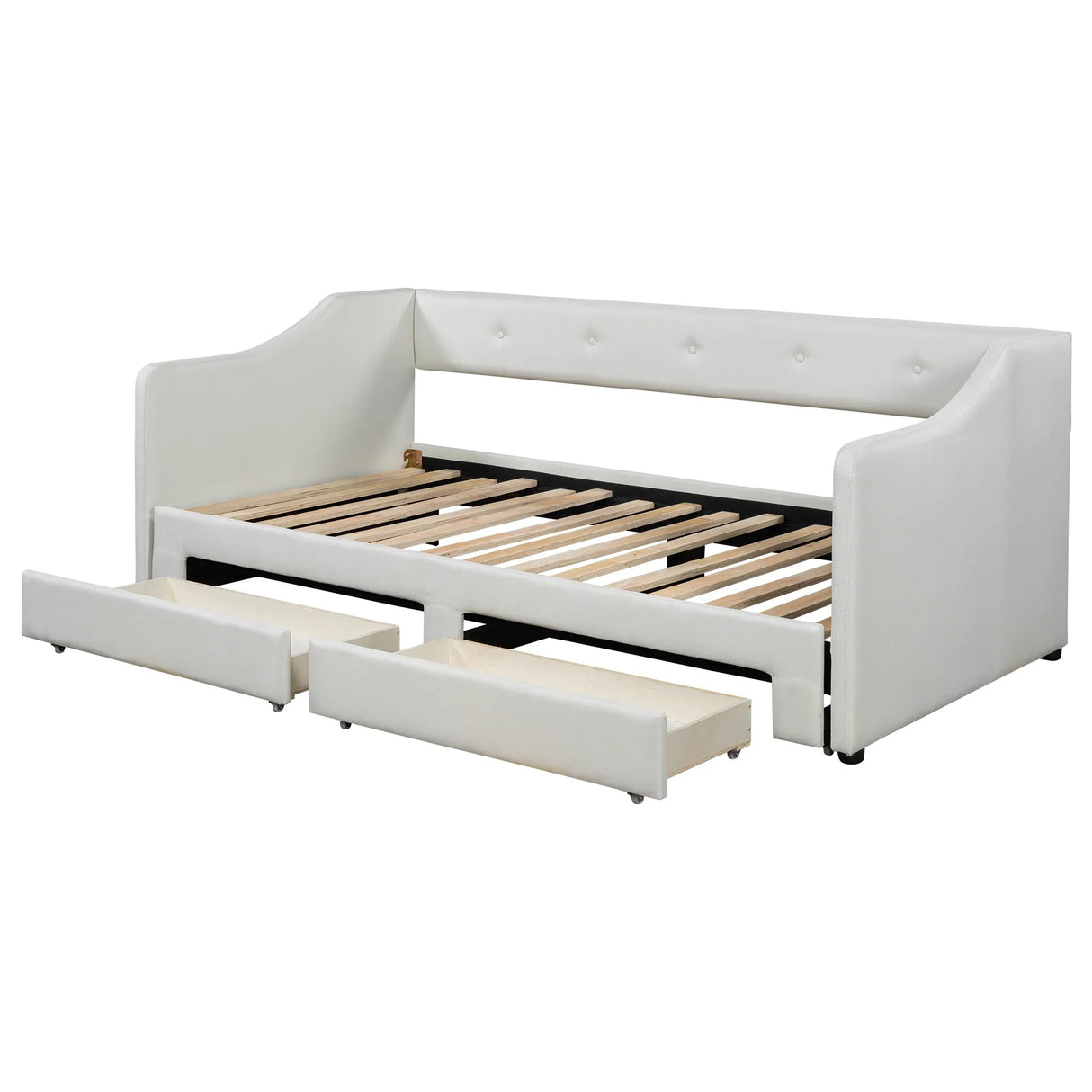 Twin XL Upholstered Daybed With Storage Drawers and Trundle - Omega Lifestyles