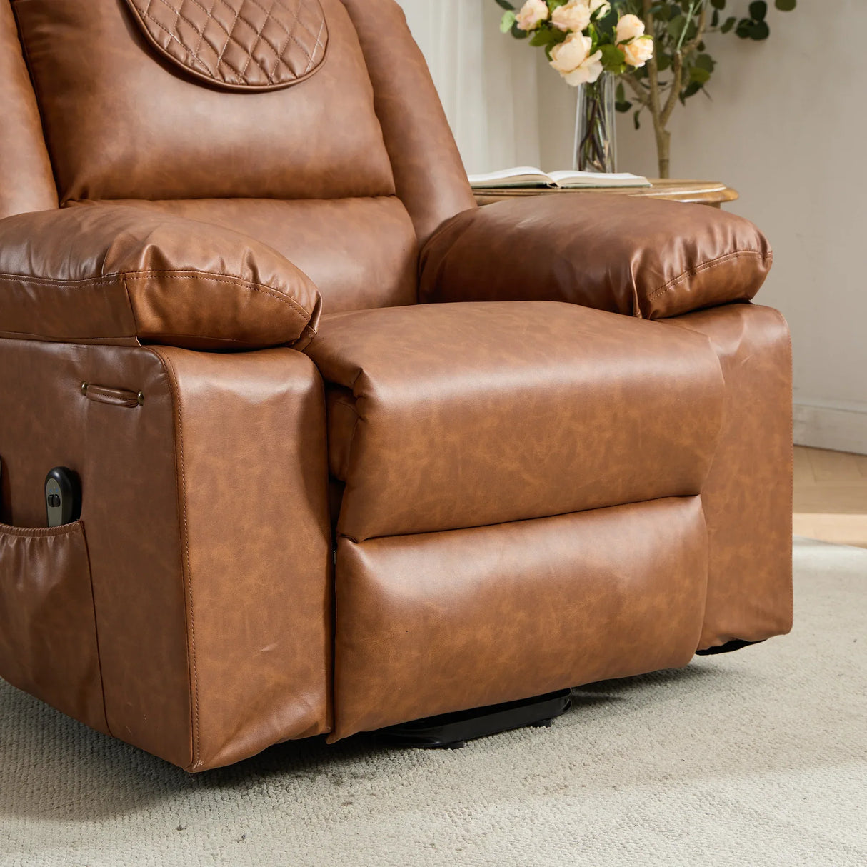 Medium-Firm PU Leather Remote-Controlled Heating Massage Recliner - Omega Lifestyles