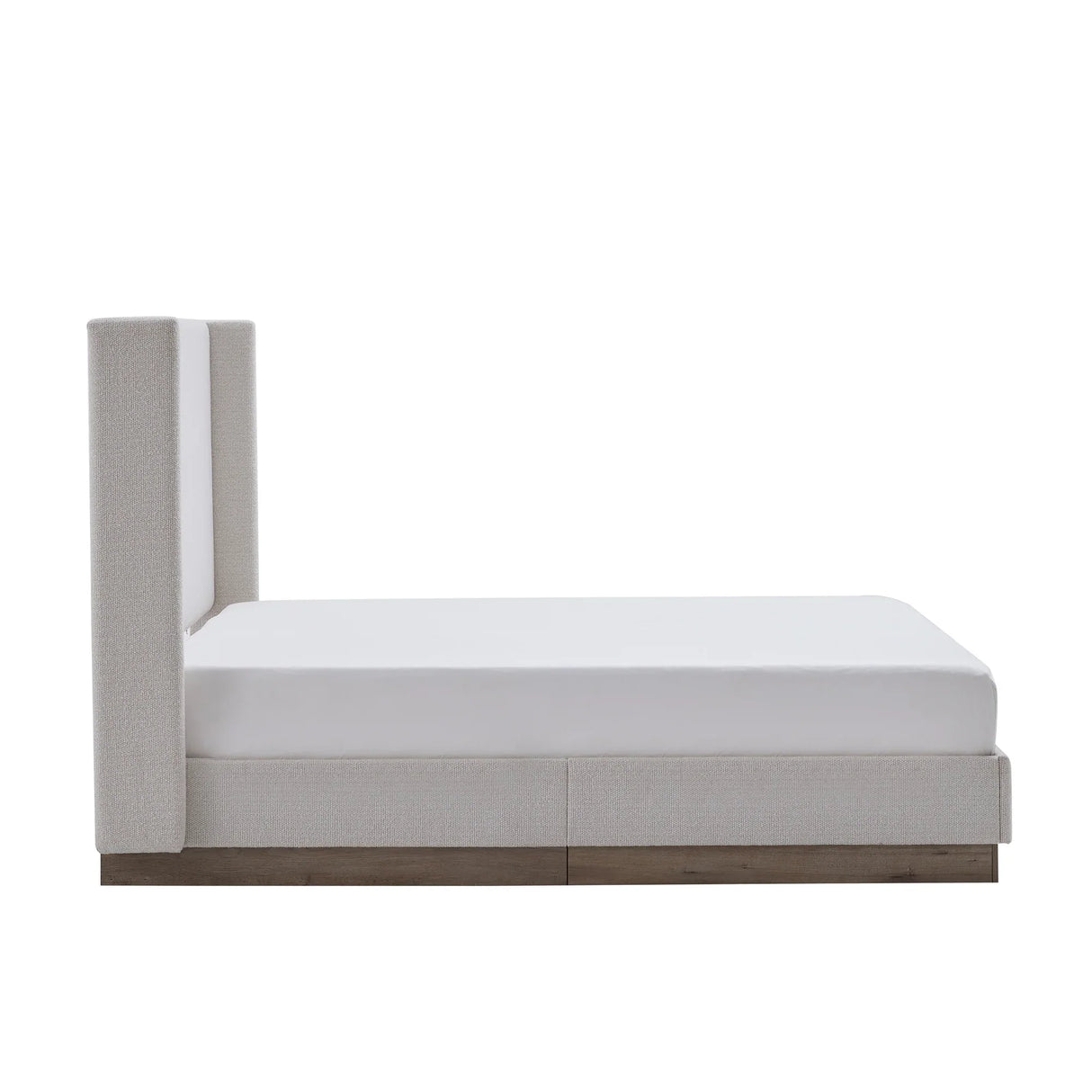 Queen Upholstered Wingback Bed Frame With Boucle Fabric - Omega Lifestyles