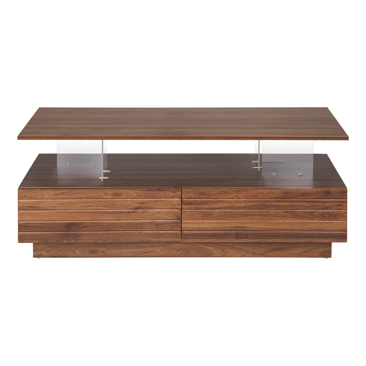 Modern Walnut Rectangle Coffee Table With LED Lights - Sleep Galleria