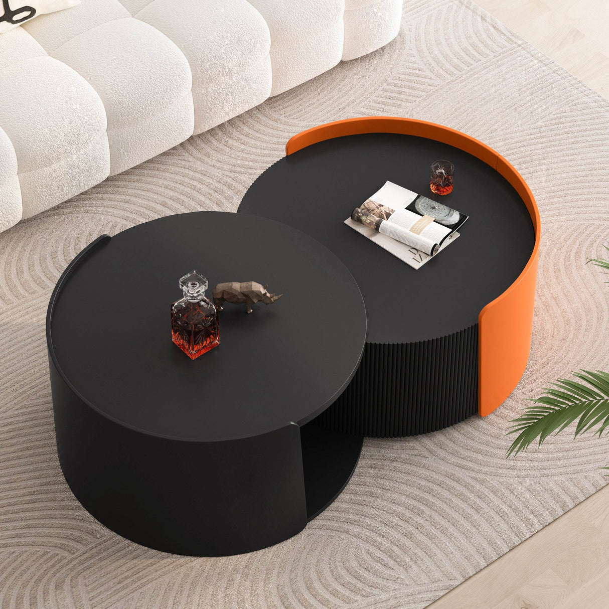 Modern Round Nesting Coffee Table With Storage - Sleep Galleria