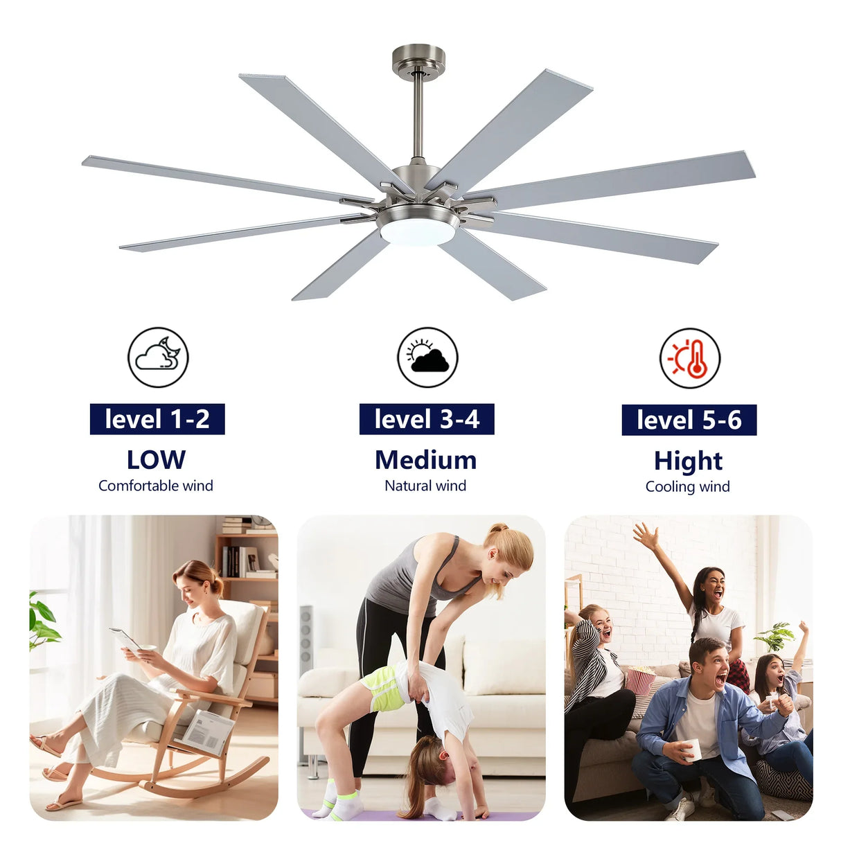 72-Inch Remote Control Modern Dimmable LED Ceiling Fan - Omega Lifestyles