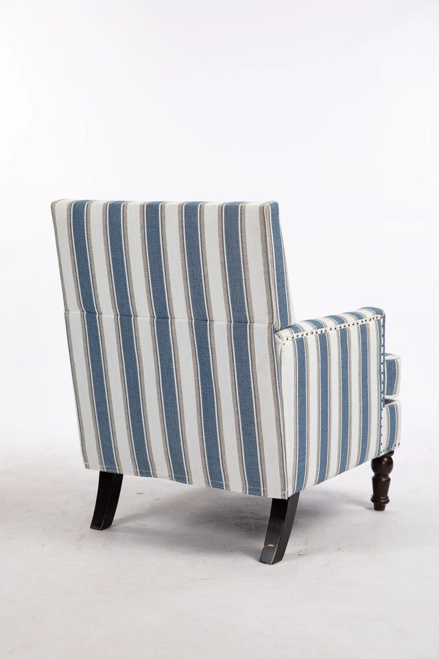 Vintage Blue White Striped Upholstered Accent Chair - Omega Lifestyles