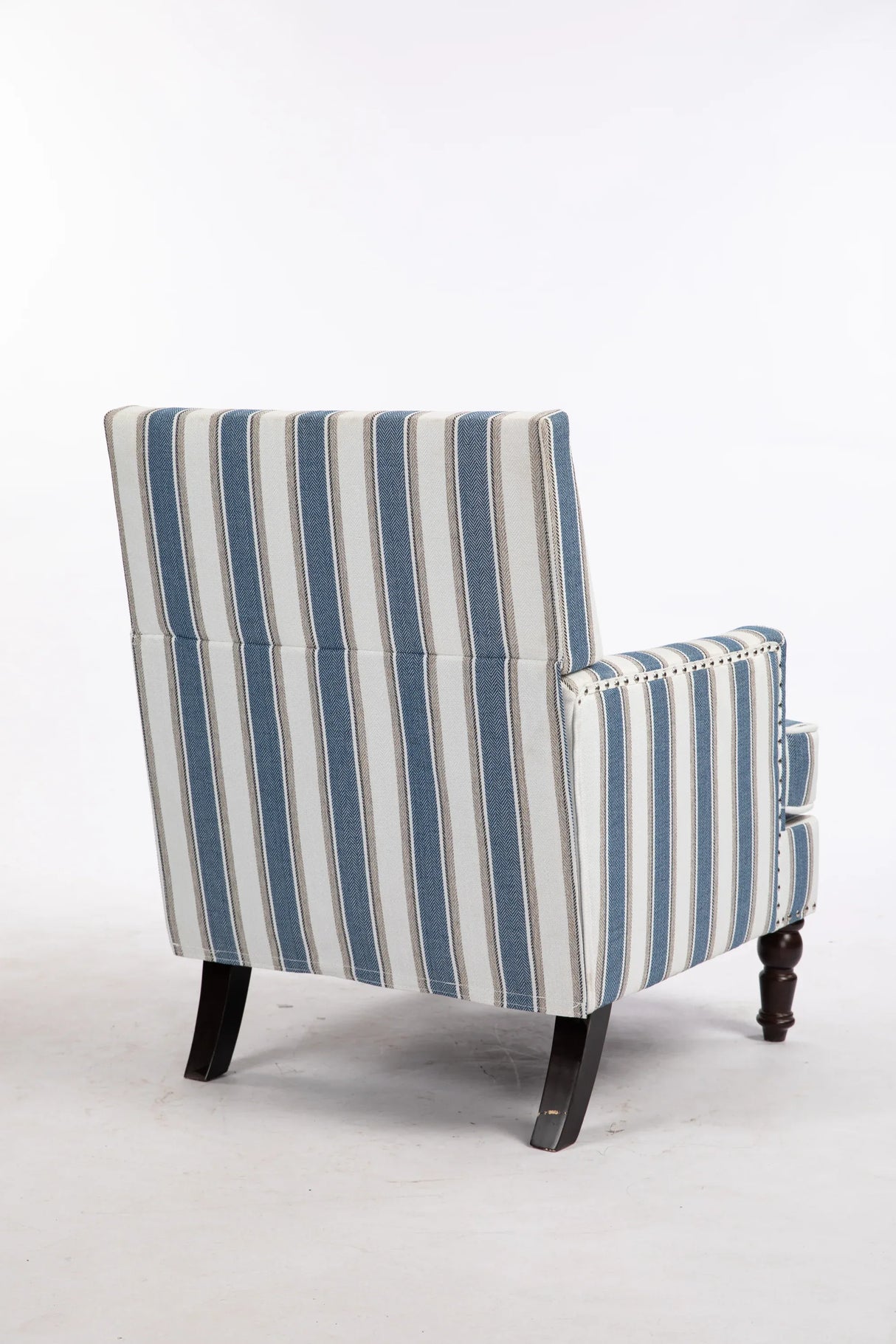 Vintage Blue White Striped Upholstered Accent Chair - Omega Lifestyles