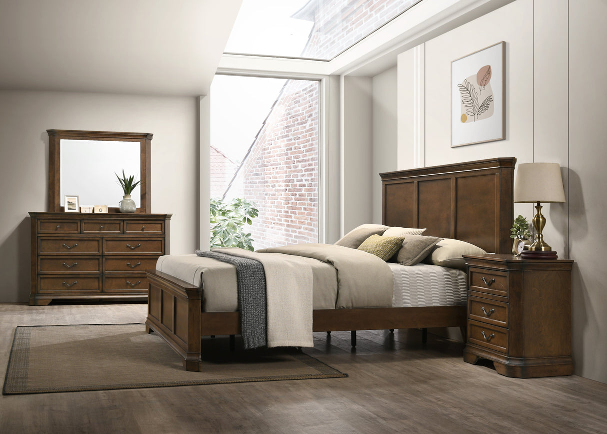 Queen Traditional Solid Wood Panel Bed 4-Piece Set