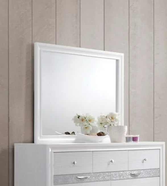 White Frame Full-Length Wall Mirror With Wood Frame - Omega Lifestyles