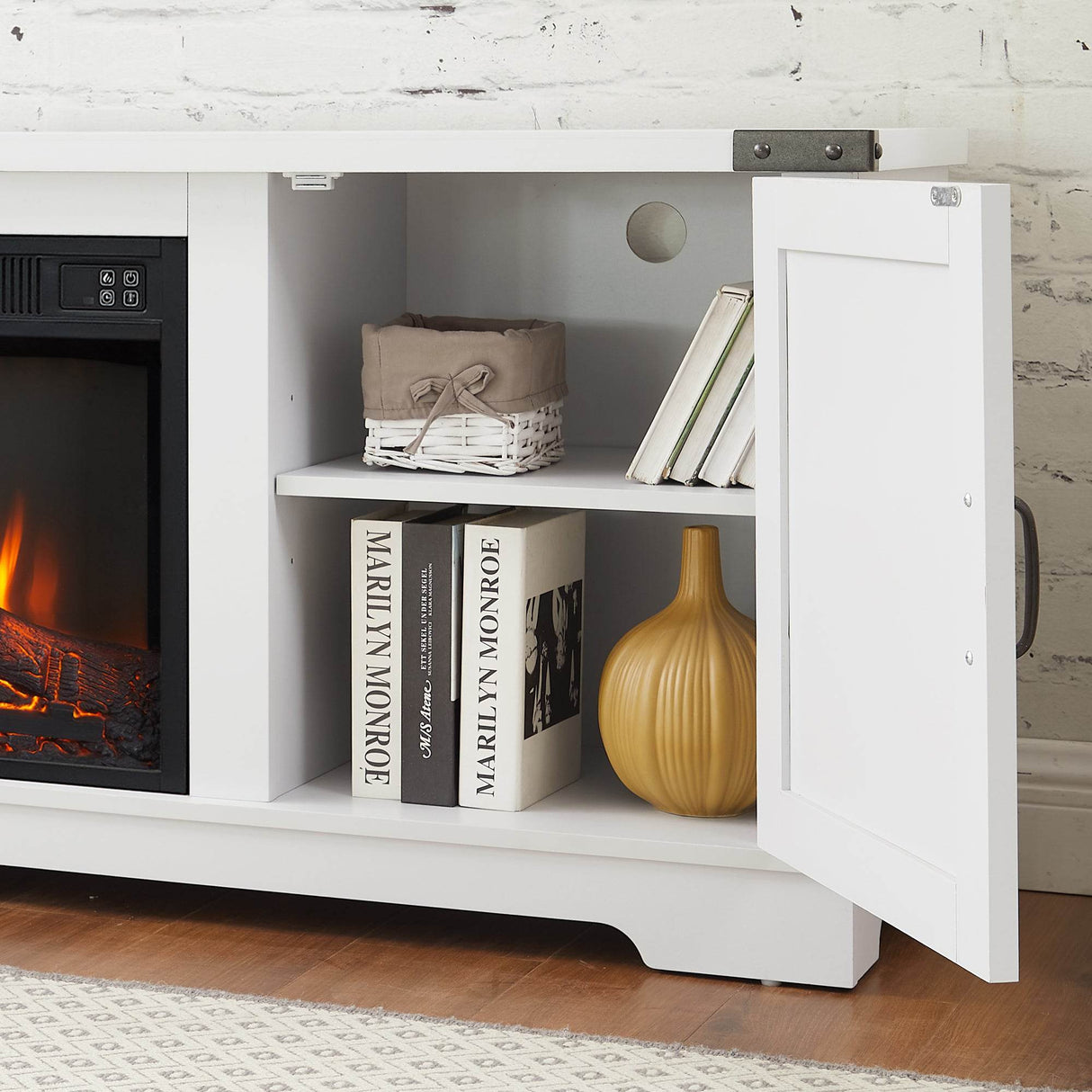 Modern Farmhouse White Fireplace TV Stand Console - Sleep Galleria
