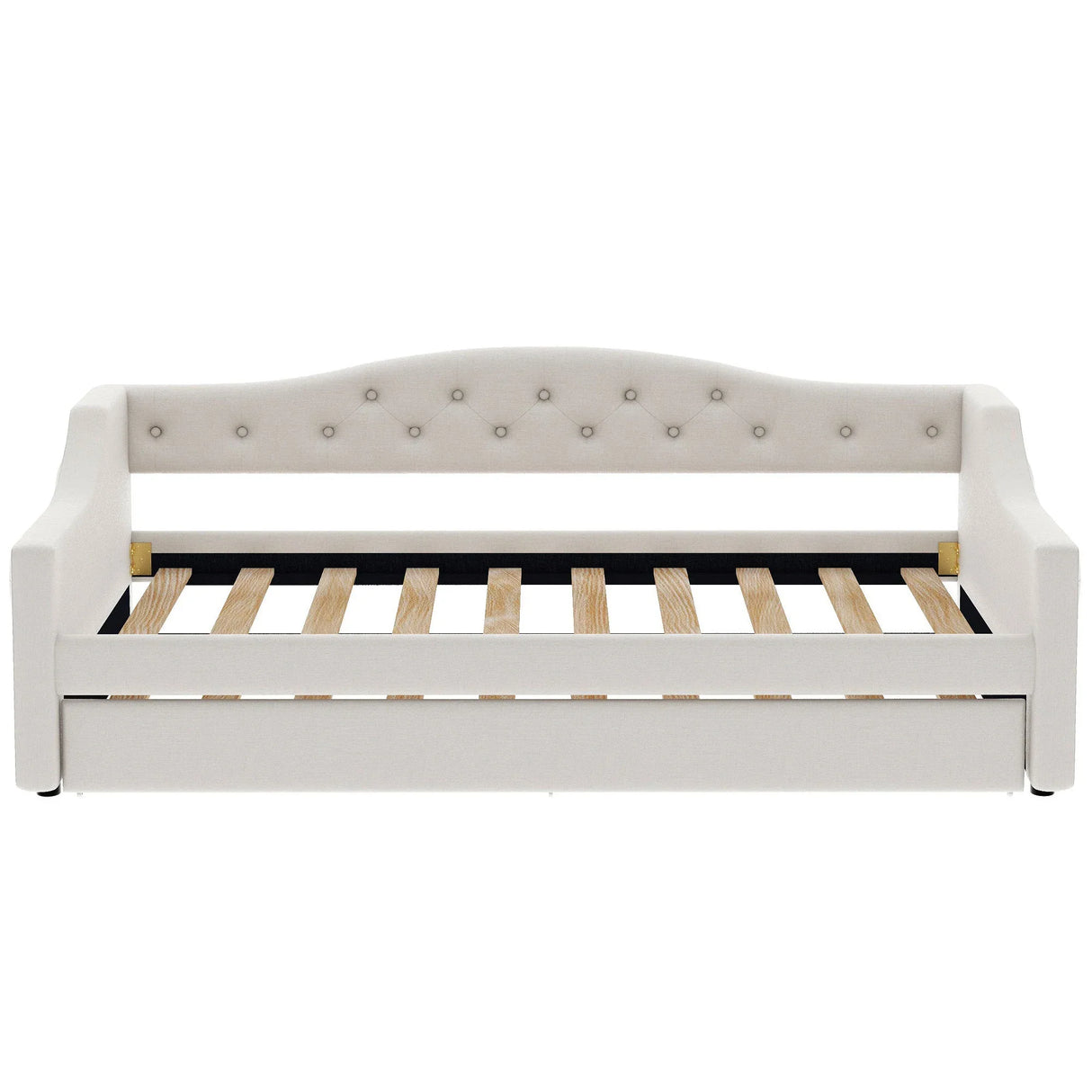 Twin XL Upholstered Linen Daybed With LED Trundle - Omega Lifestyles