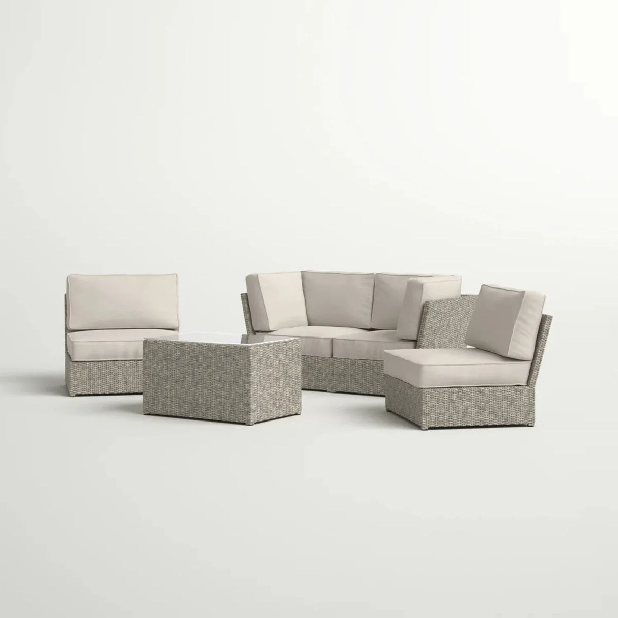 Modular 5-Piece Weather-Resistant Wicker Patio Seating Set - Omega Lifestyles