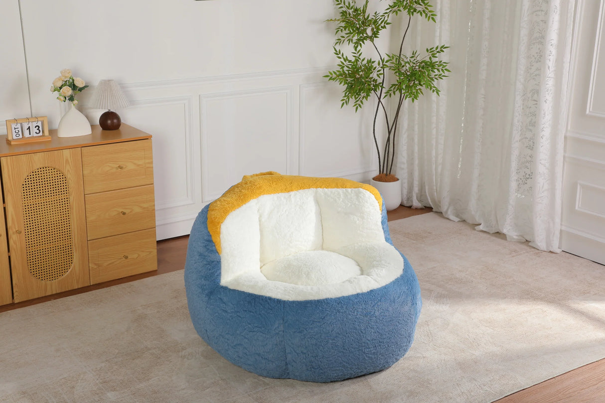 Multicolor Faux Fur Oversized Foam Filled Bean Bag Chair - Omega Lifestyles
