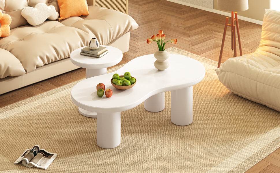 Nesting 2-Piece White MDF Coffee Table Set - Sleep Galleria