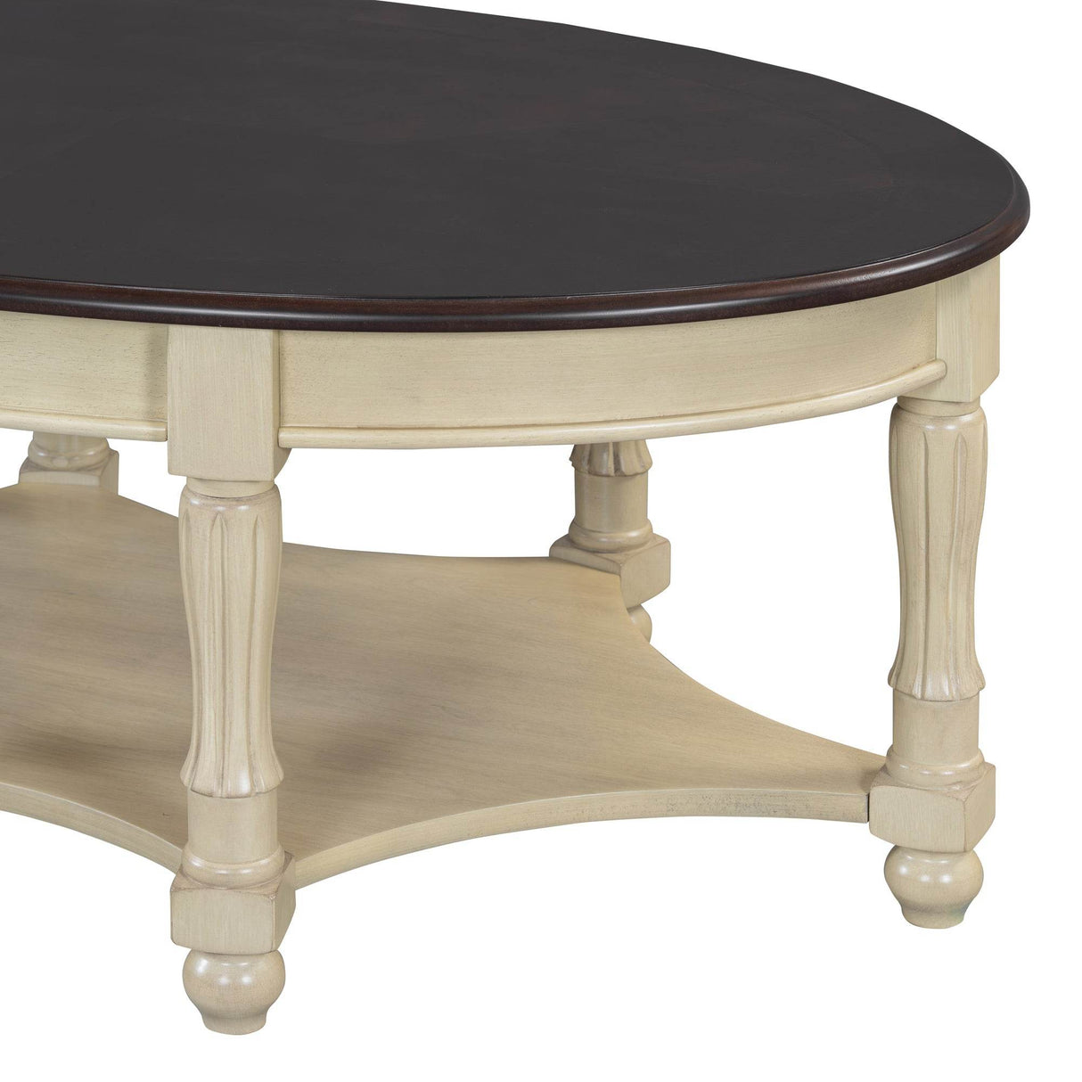 Vintage Oval Coffee Table With Drawer And Storage Shelf - Sleep Galleria