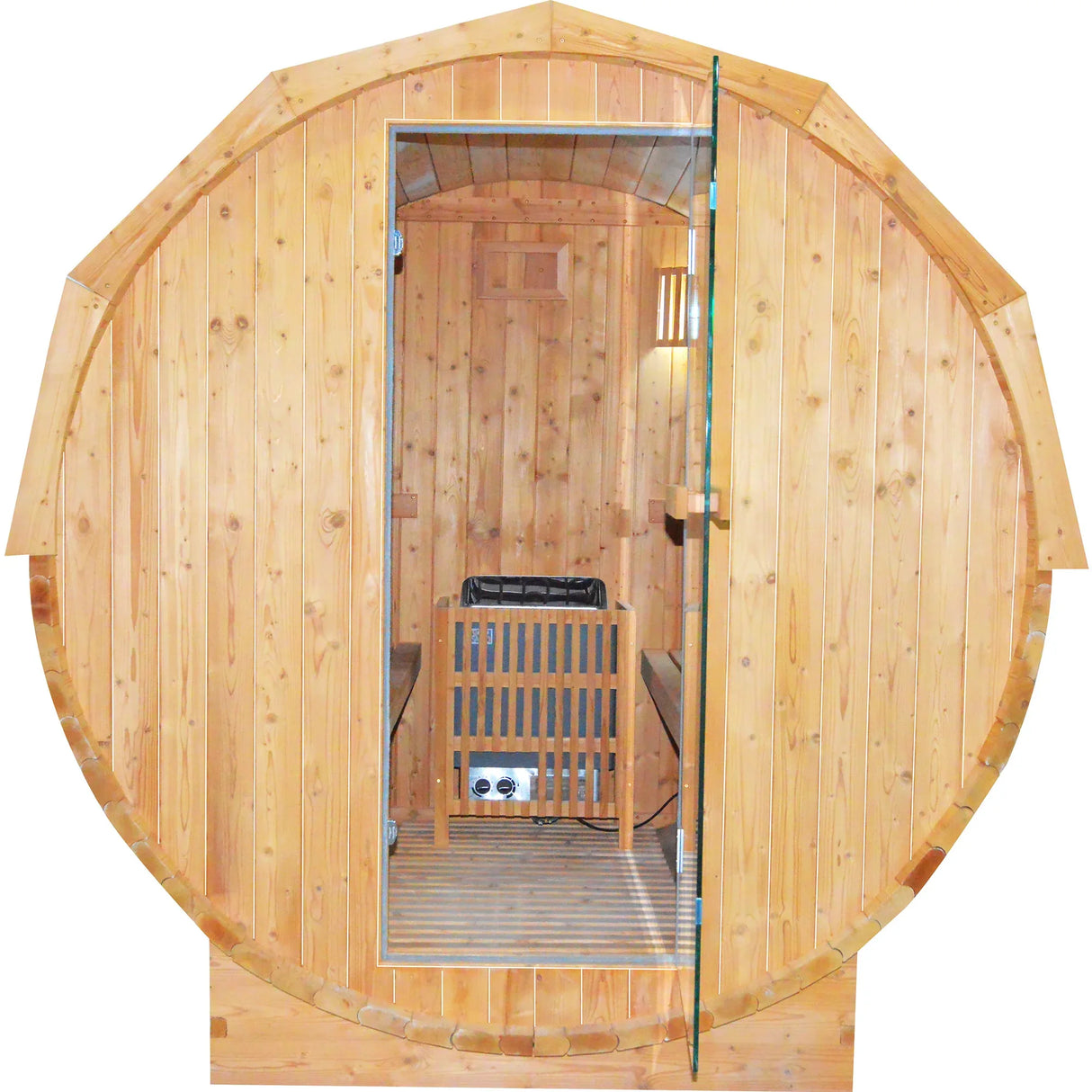 Metal Stove Heated Carbonized Spruce Wood Sauna Seat - Omega Lifestyles