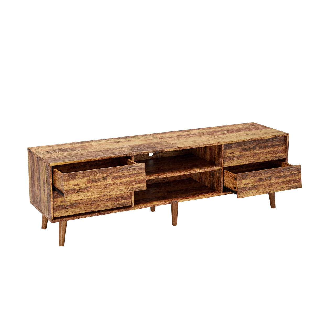 63-Inch Vintage Style Brown MDF TV Stand - Sleep Galleria